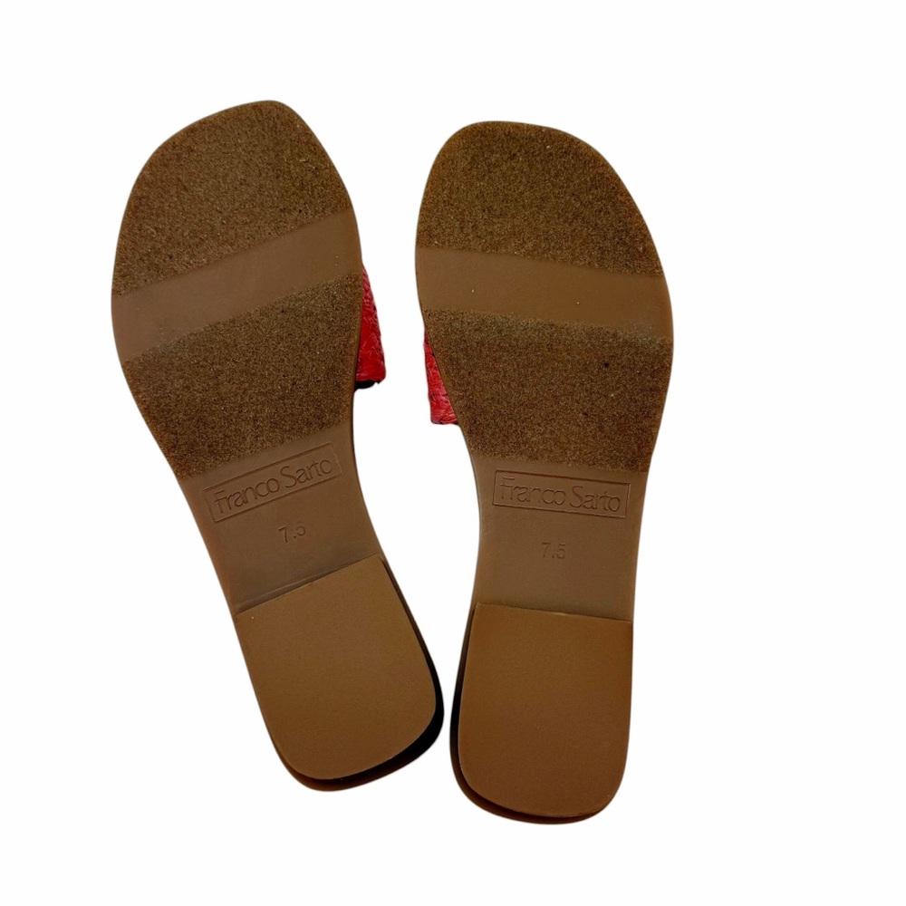 FRANCO SARTO Tina 5 Sandals Coral Pink Raffia Slip On Shoes NEW Women’s Size 7.5 - Picture 7 of 8